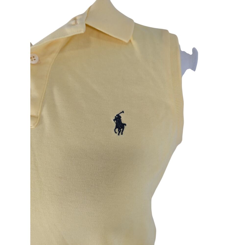 RALPH LAUREN SPORT! LEMON YELLOW CLASSIC SLEEVELESS 3 BUTTON LOGO TOP, SHIRT! S - Picture 5 of 11